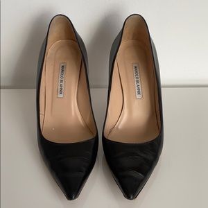 Manolo Blahnik BB Black Leather Heels 40.5